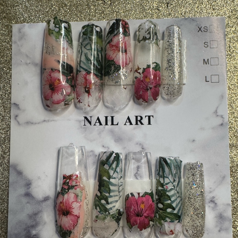 Floral and Glitter Nail Art Set